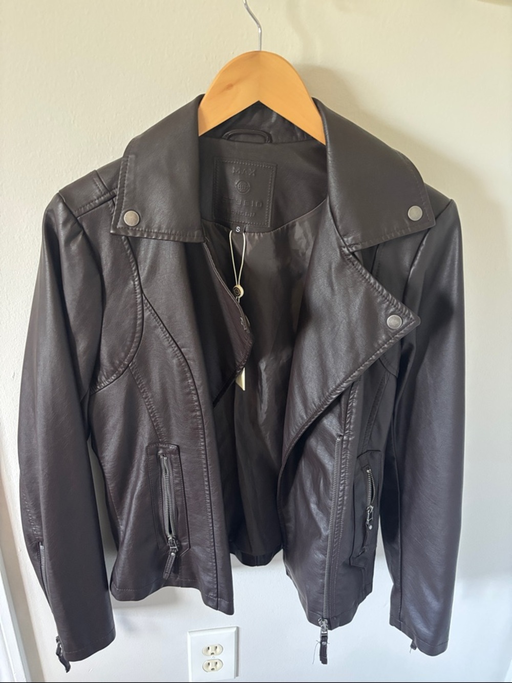 Max Studio Dark Brown Faux Leather Jacket